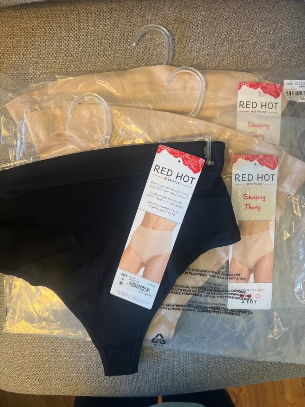 Women's RED HOT by SPANX® Firm Control Shaping Thong 10572R 1 Black 2 Soft Nude